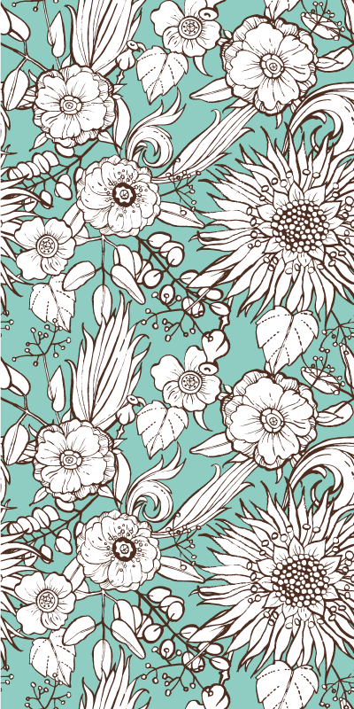 Alfombra vinílica naturaleza patrón floral screen - TenVinilo