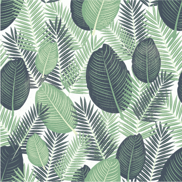 Alfombra vinílica flores hojas de jungla verdes - TenVinilo