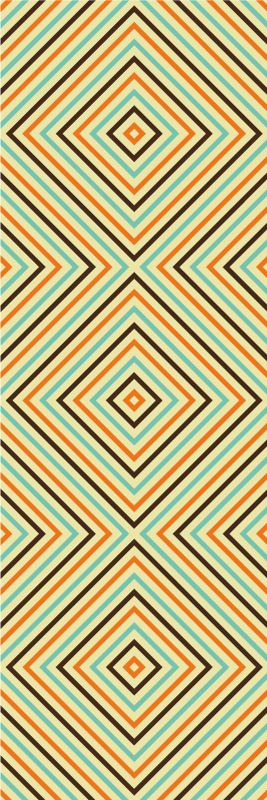 Alfombra vinílica dormitorio patrón naranja y azul vintage - TenVinilo
