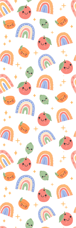 Alfombra vinílica dormitorio frutas con carita - TenVinilo