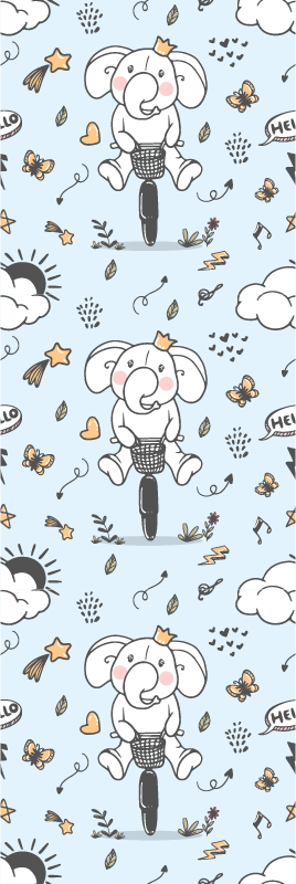 Alfombra vinílica dormitorio patrón elefante en bicicleta - TenVinilo