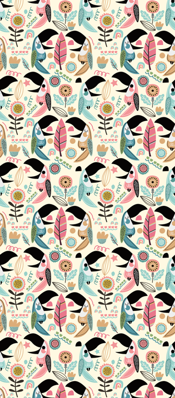 Alfombra vinílica dormitorio hojas pasteles nórdicas - TenVinilo