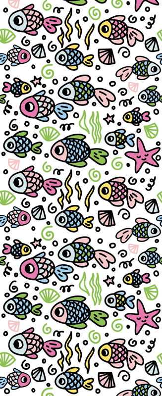 Alfombra vinílica dormitorio diseño de peces multicolor - TenVinilo