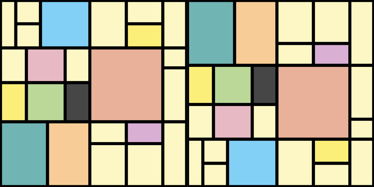 Alfombra vinílica geométrica patchwork de bloques de color - TenVinilo