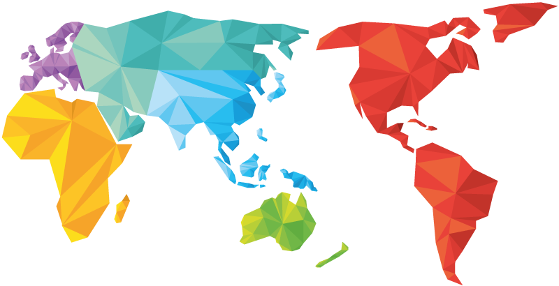 Alfombra vinílica geométrica mapa mundial colorido - TenVinilo