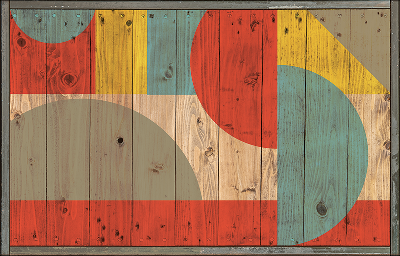 Alfombra vinílica geométrica con madera - TenVinilo