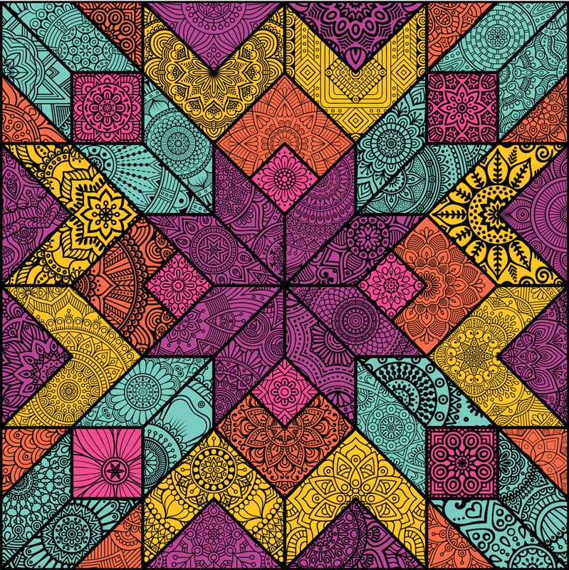 Alfombra vinílica geométrica elementos geométricos coloridos - TenVinilo