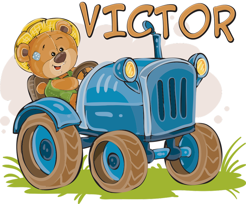 Alfombra vinílica infantil tractor personalizable - TenVinilo