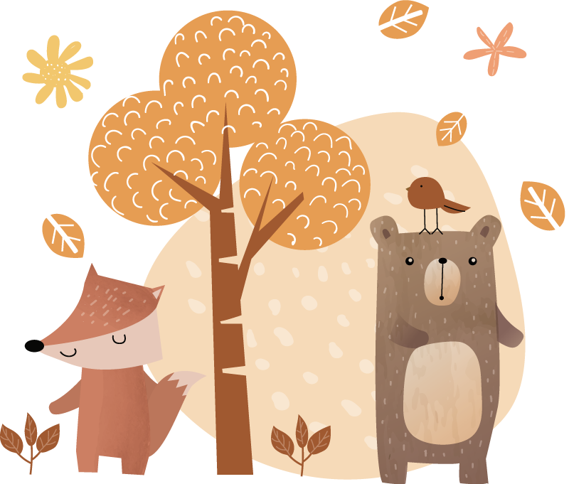 Alfombra vinílica infantil animales y árbol - TenVinilo