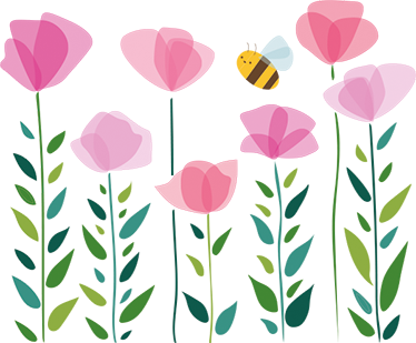 Alfombra vinílica infantil flores rosas y abeja - TenVinilo