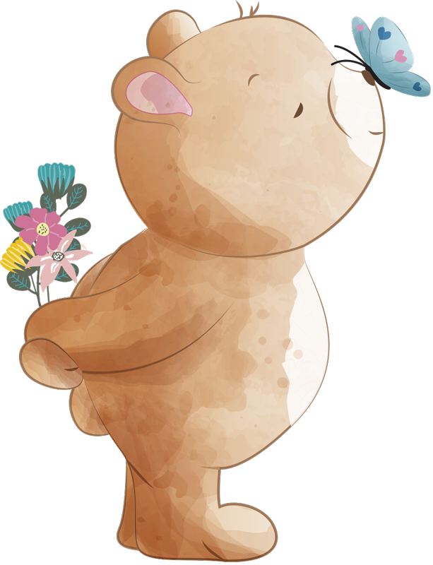 Alfombra vinílica infantil pegatina de oso y mariposa - TenVinilo