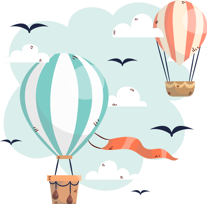 Alfombra vinílica infantil globos y nubes - TenVinilo