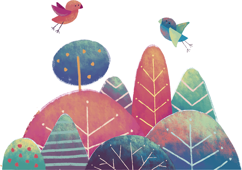 Alfombra vinílica infantil árboles azules y rosas - TenVinilo