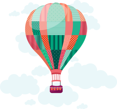 Alfombra vinílica infantil globo aerostático patchwork - TenVinilo