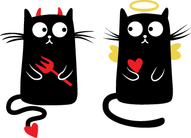 Alfombra vinílica infantil gato bueno y malo - TenVinilo