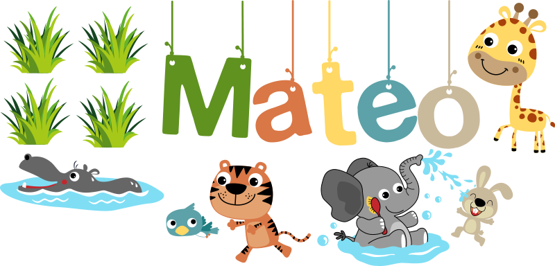 Alfombra vinílica infantil adhesivo personalizable animales - TenVinilo