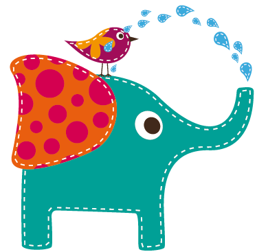 Alfombra vinílica infantil elefante duchando ave - TenVinilo