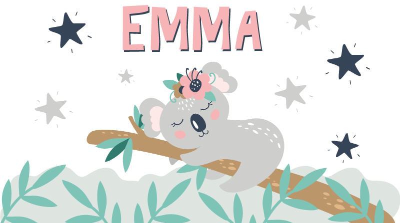 Alfombra vinílica infantil koala lindo para niña con nombre - TenVinilo