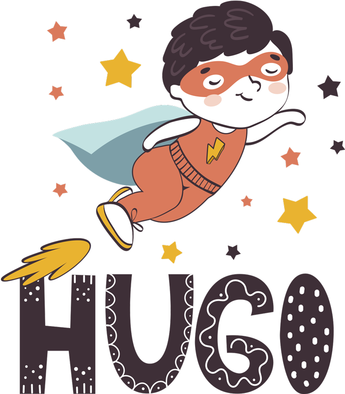 Alfombra vinílica infantil superhéroe nombre personalizable - TenVinilo