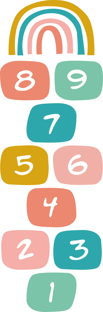 Alfombra vinílica infantil rayuela con arcoíris - TenVinilo