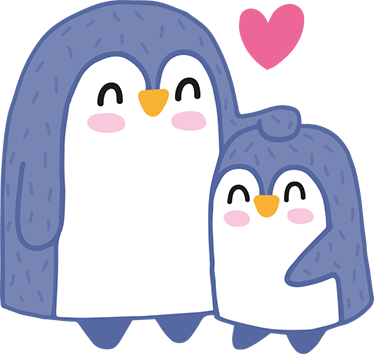 Alfombra vinílica infantil mamá y bebé pingüino - TenVinilo