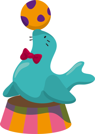 Alfombra vinílica infantil adhesivo foca cirquera con pelota - TenVinilo