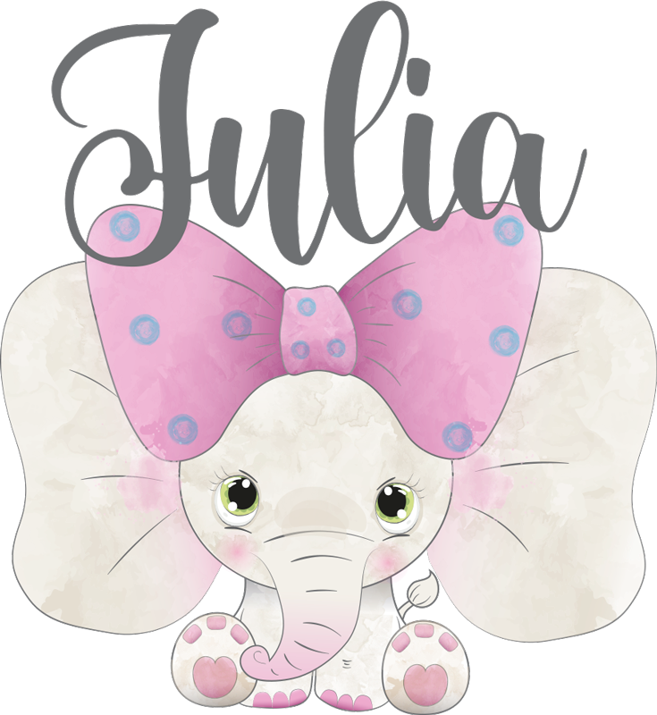 Alfombra vinílica infantil elefante con bebé y nombre - TenVinilo