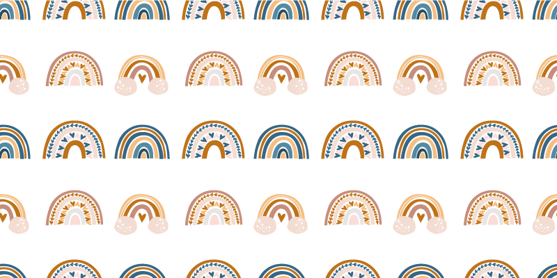 Alfombra vinílica infantil arcoíris otoñal dibujado a mano - TenVinilo