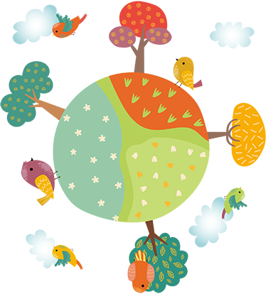 Alfombra vinílica infantil primavera circular con animales - TenVinilo