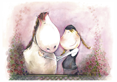 Alfombra vinílica infantil niña y caballo - TenVinilo