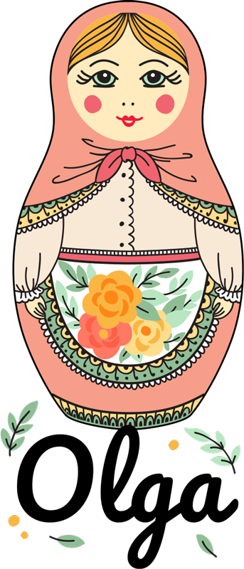 Alfombra vinílica infantil matrioska con nombre - TenVinilo