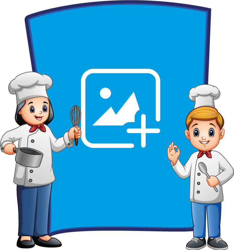 Alfombra vinílica infantil marco de fotos chef niño - TenVinilo