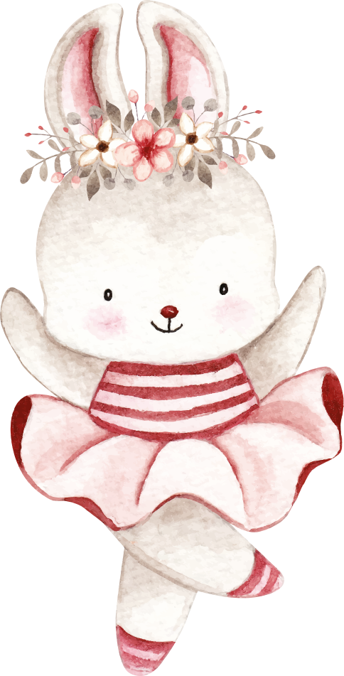 Alfombra vinílica infantil conejita bailarina en rosas - TenVinilo