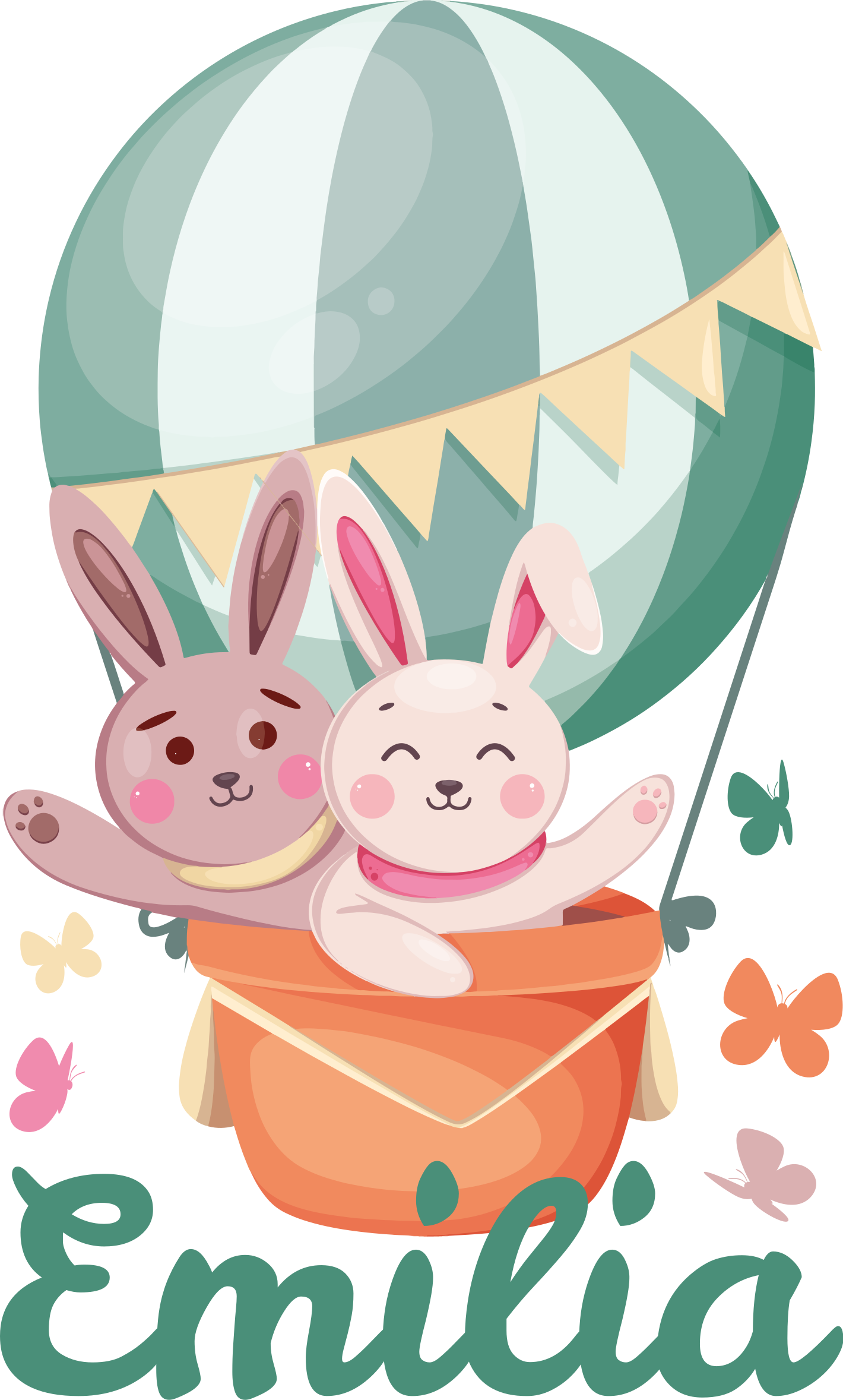 Alfombra vinílica infantil con conejitos en globo - TenVinilo