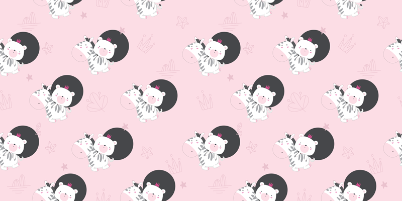 Alfombra vinílica infantil cebra y oso decorativo - TenVinilo