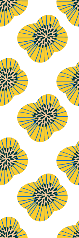 Alfombra vinílica baño patrón de flores azul y amarillo - TenVinilo