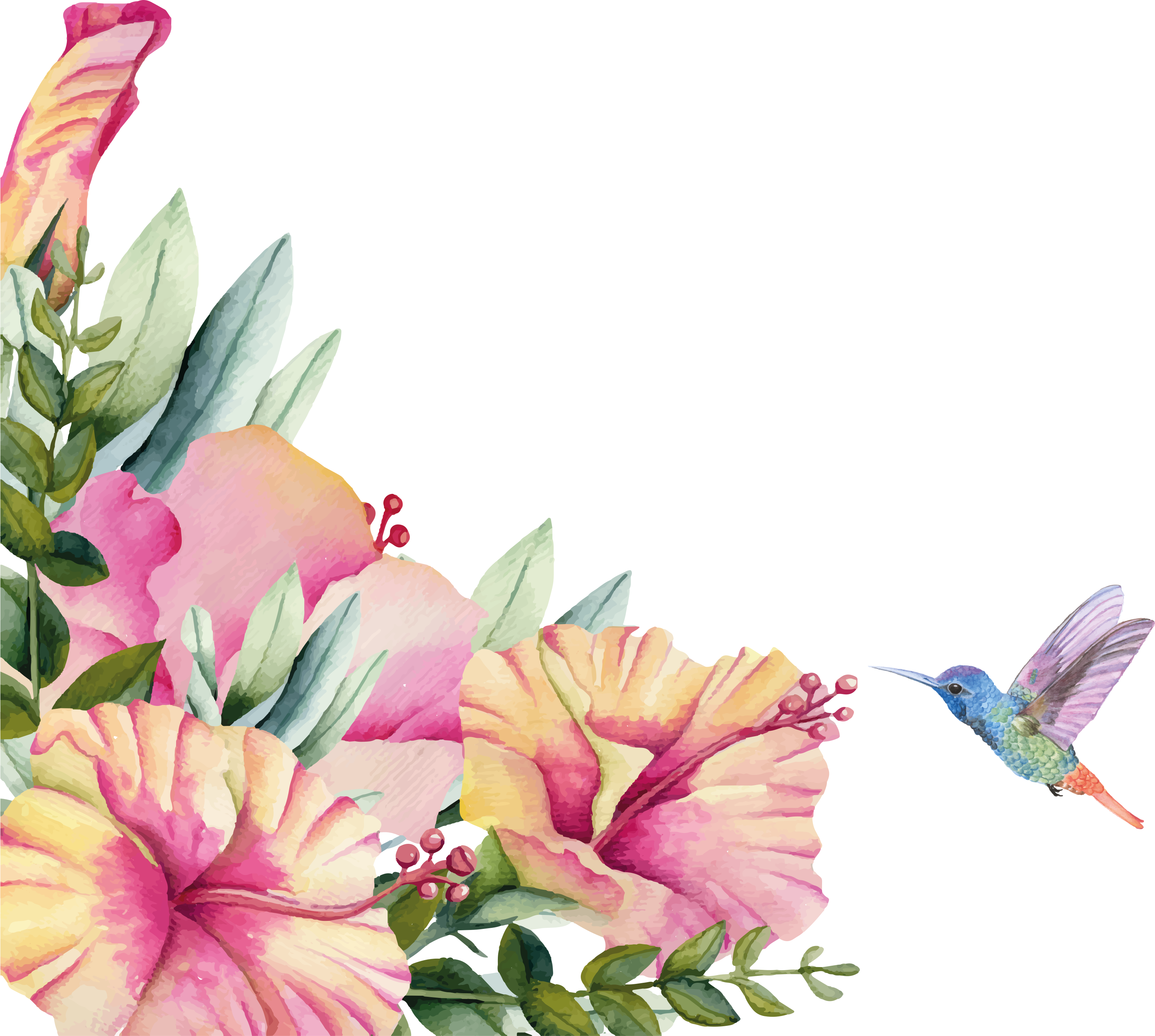 Alfombra vinílica baño flores con colibrí - TenVinilo