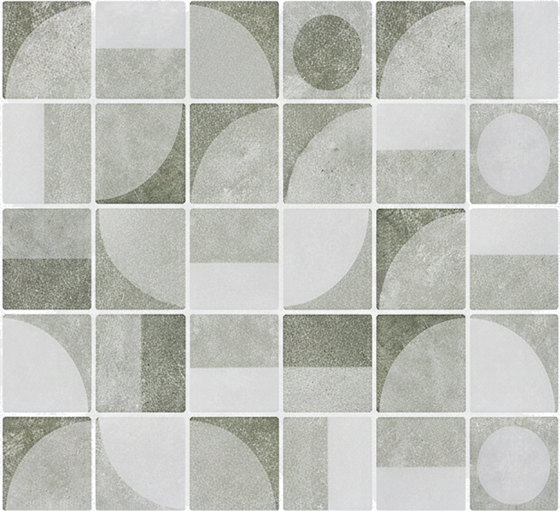 Alfombra vinílica baño formas entrelazadas en gris - TenVinilo