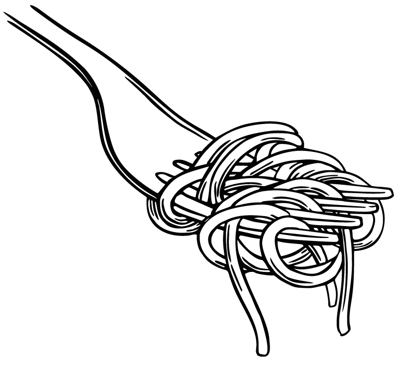 Alfombra vinílica cocina estilo grabado de tenedor spaghetti - TenVinilo
