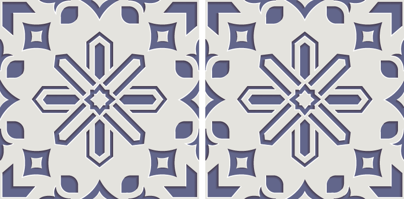 Alfombra vinílica cocina patrones de azulejos azul y blanco - TenVinilo