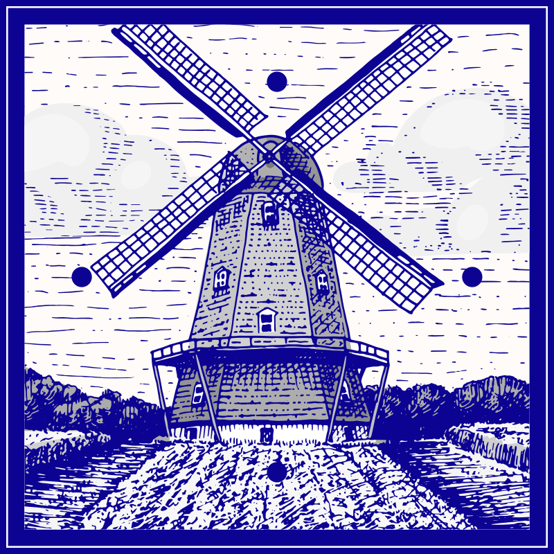 Alfombra vinílica cocina azul de delft - TenVinilo