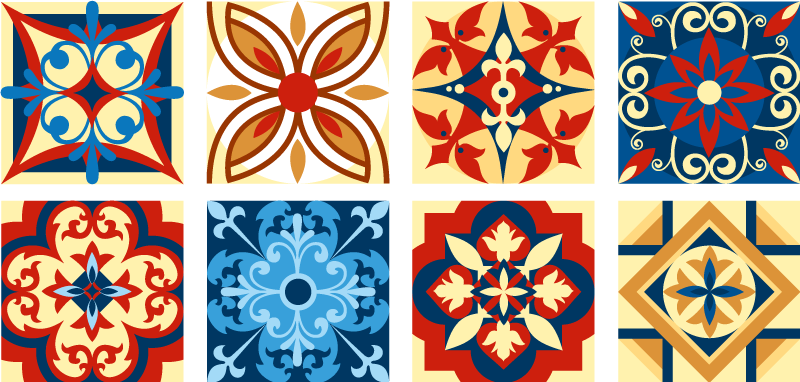 Alfombra vinílica cocina azulejos de cemento crifitio - TenVinilo