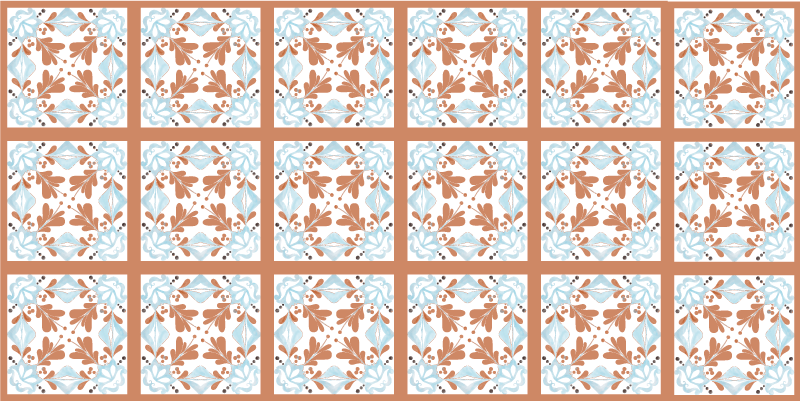 Alfombra vinílica cocina azulejos florales mediterráneos - TenVinilo
