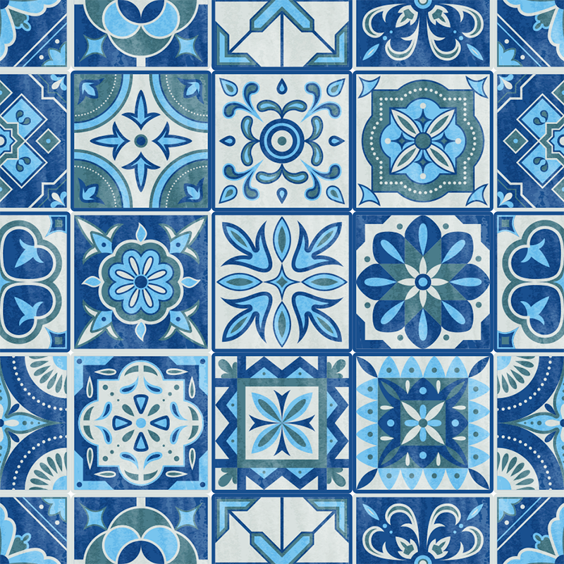 Alfombra vinílica cocina adhesivo de azulejos talavera - TenVinilo