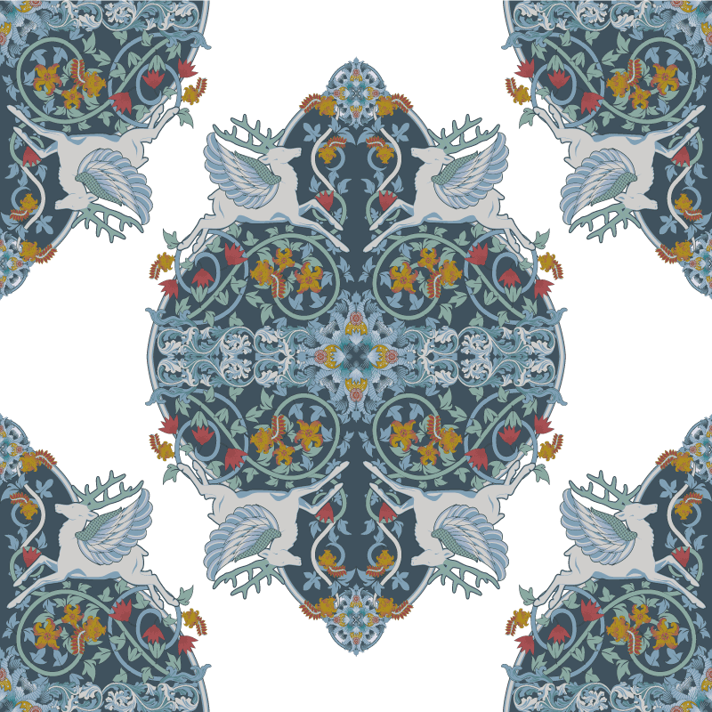 Alfombra vinílica cocina azulejo floral vintage - TenVinilo