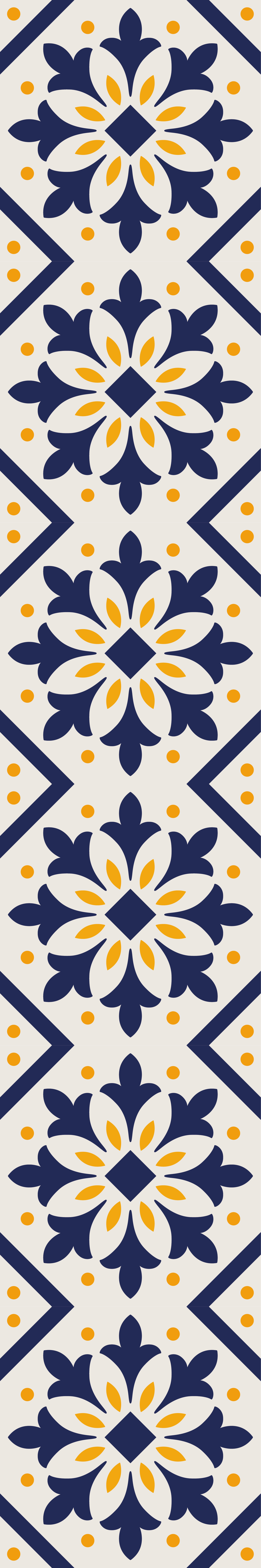Alfombra vinílica cocina azul con azulejos amarillos - TenVinilo