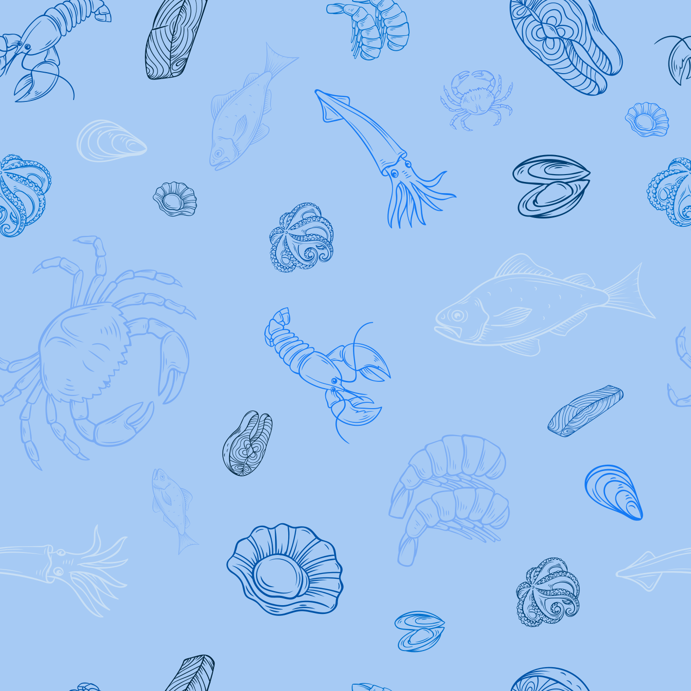 Alfombra vinílica cocina diseño de mariscos - TenVinilo