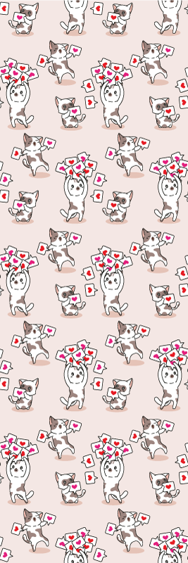 Alfombra vinílica dormitorio gatos con corazones - TenVinilo