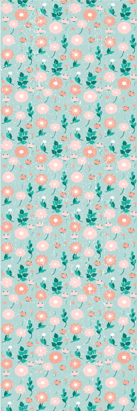 Alfombra vinílica dormitorio azul floral shabby chic - TenVinilo