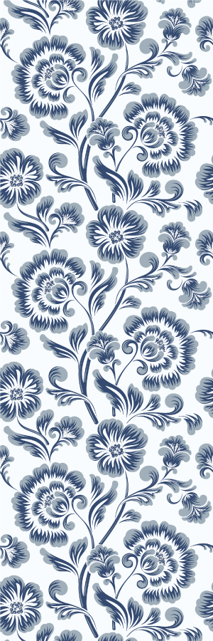 Alfombra vinílica dormitorio flores azules grandmillenial - TenVinilo